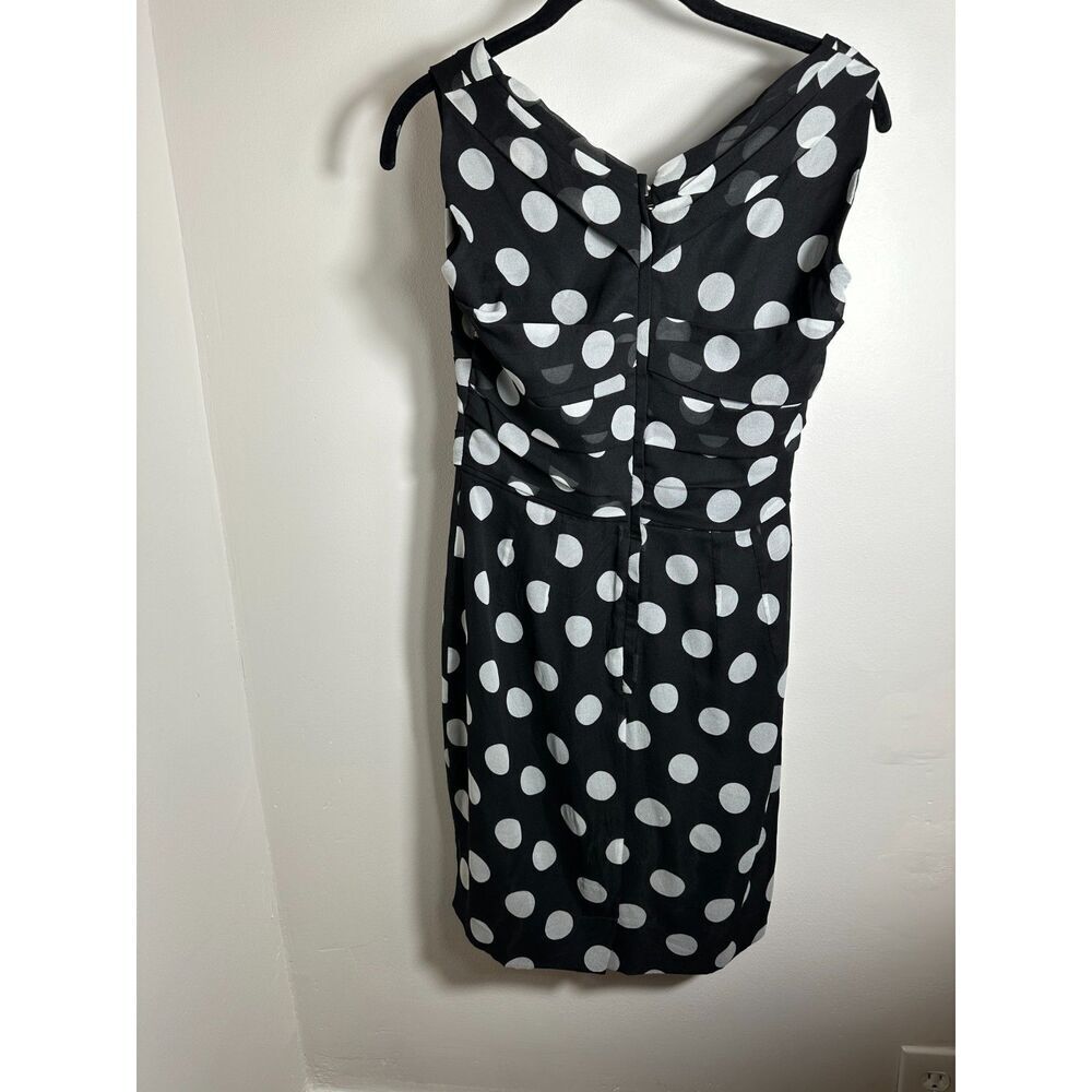 Dolce & Gabbana Black Polka Dot Silk Draped Sleeveless Short Dress US Size 6 - Picture 5 of 7
